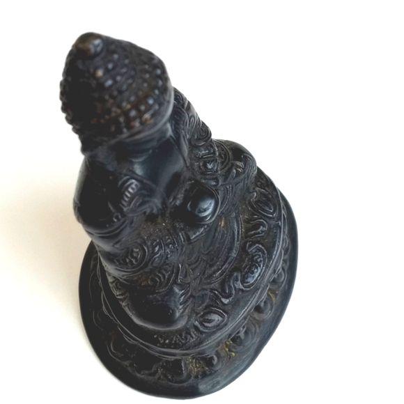 Antique Brass Bronze 4" Sitting Buddha on Lotus - Picture 4 of 11